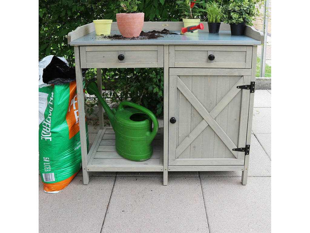 Table de rempotage avec placard, 98 x 48 x 95 cm, gris