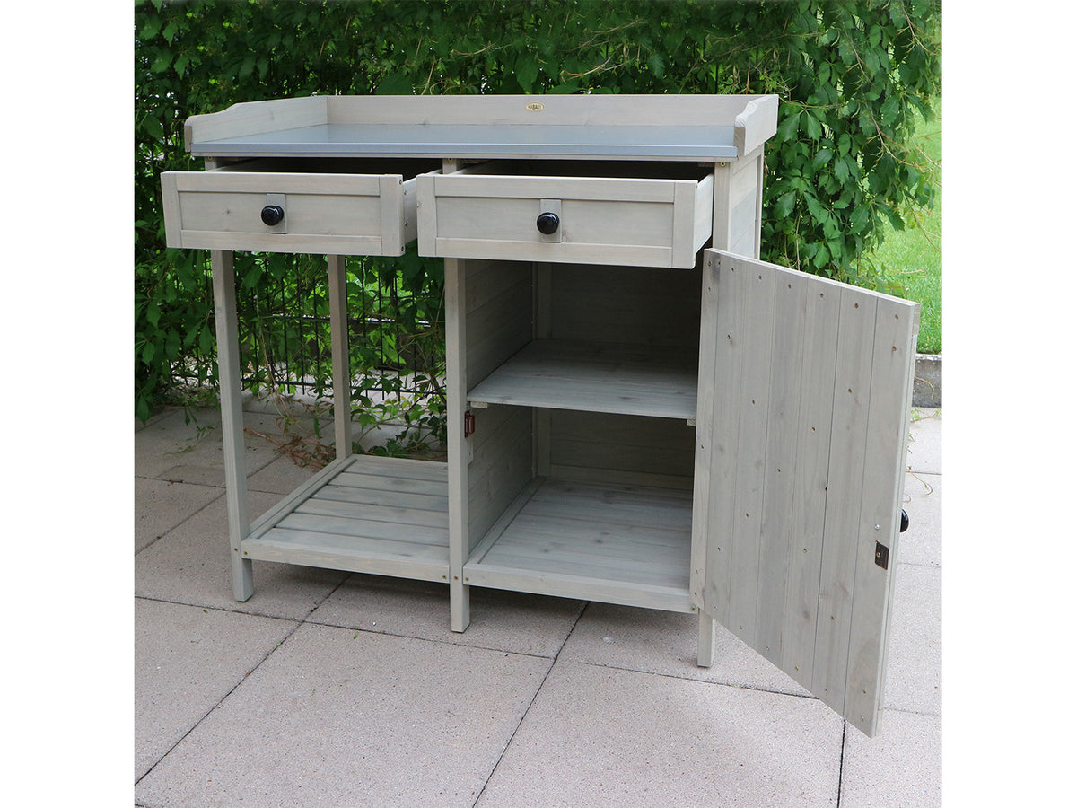 Table de rempotage avec placard, 98 x 48 x 95 cm, gris
