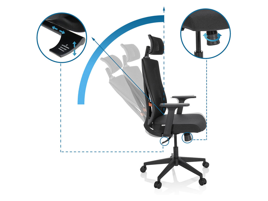 Chaise de bureau / Fauteuil pivotant « KODIAK », réglable en hauteur, noir