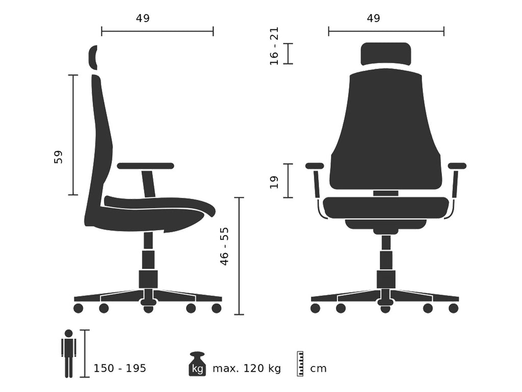 Chaise de bureau / Fauteuil pivotant « KODIAK », réglable en hauteur, noir