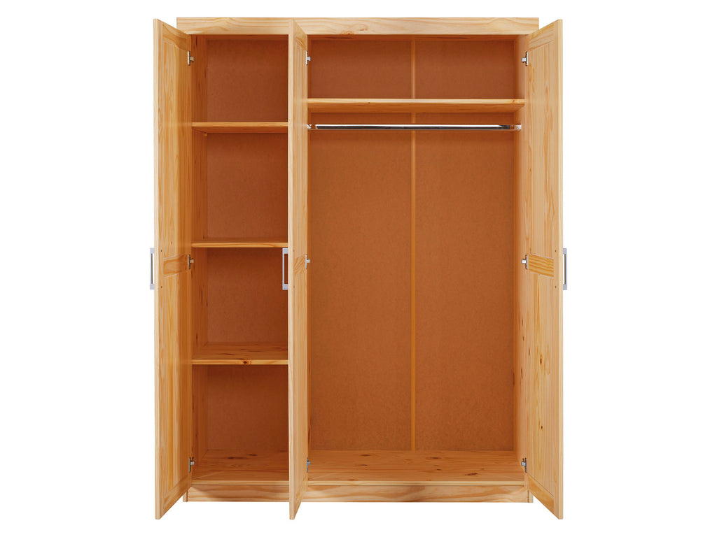 Armoire à vêtements en pin massif, veines naturelles