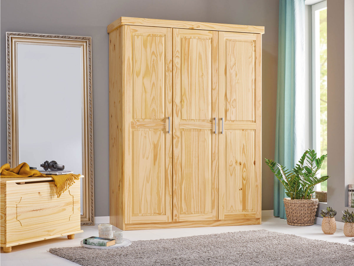 Armoire à vêtements en pin massif, veines naturelles