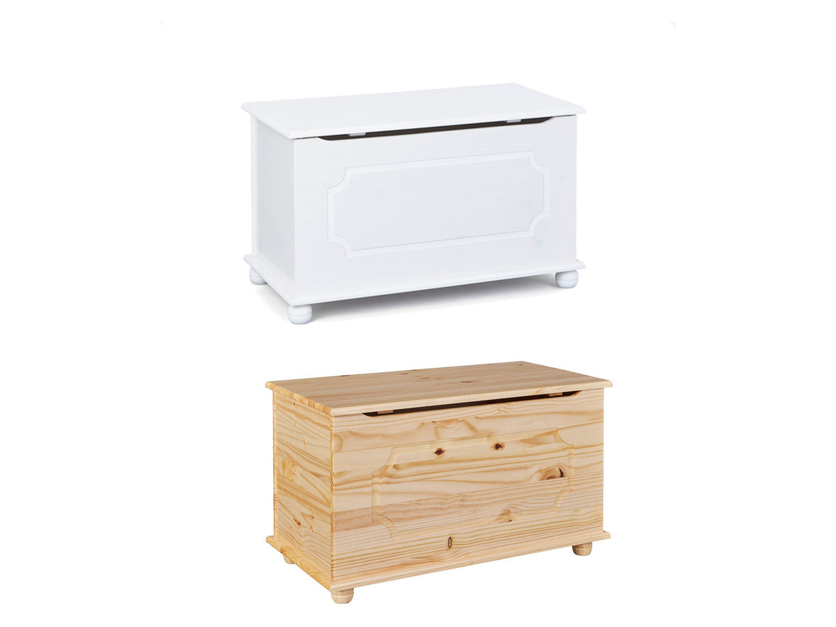 Coffre à jouets en bois massif Emel, 89 x 53 x 47 cm