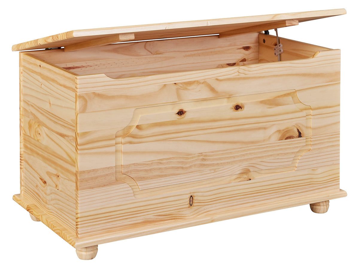 Coffre à jouets en bois massif Emel, 89 x 53 x 47 cm