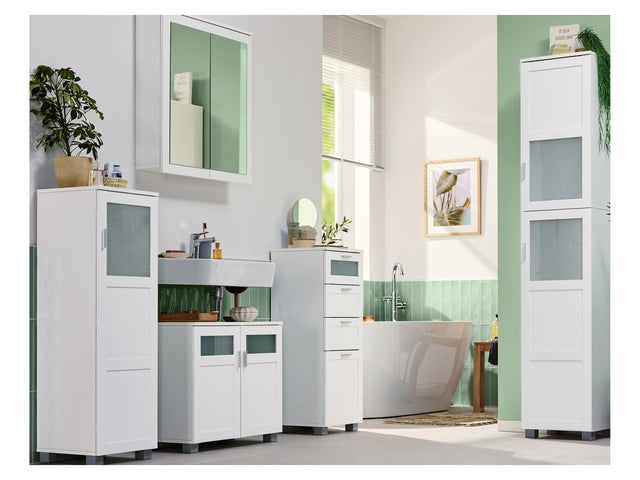 Armoire de toilette miroir Basel, 68,5 x 75,1 x 16,9 cm, blanche