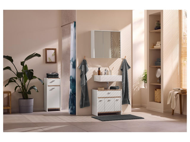 Armoire de toilette miroir Boston, 65 x 60 x 16,2 cm, blanc