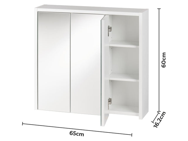 Armoire de toilette miroir Boston, 65 x 60 x 16,2 cm, blanc