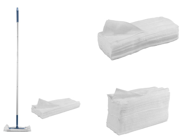 Balai plat et lingette à usage unique ou Lingettes à usage unique ou Lingettes humides à usage unique