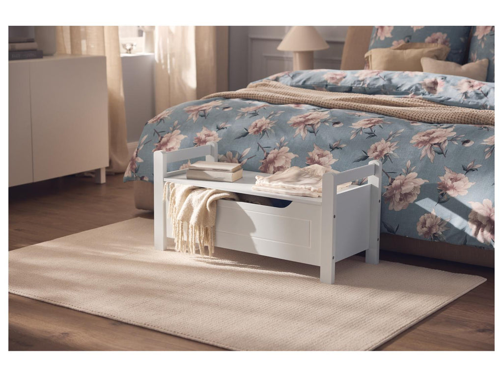 Banquette avec espace de rangement, 88 x 43 x 38 cm, blanc