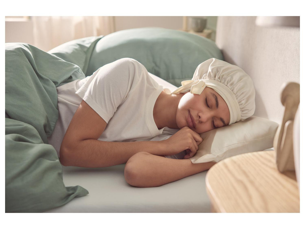 Bonnet en soie de polyester ou Taie d'oreiller en soie de mûrier