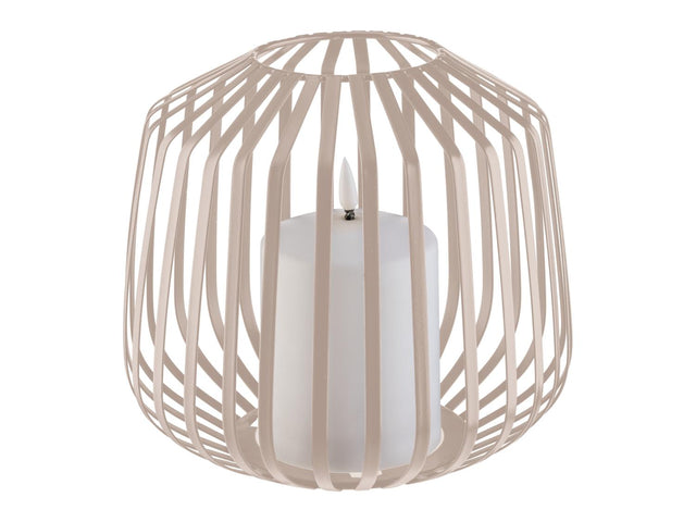 Bougie LED dans une corbeille métallique