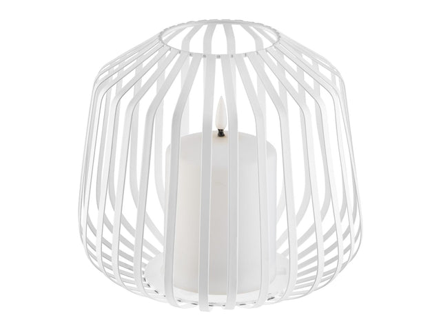 Bougie LED dans une corbeille métallique