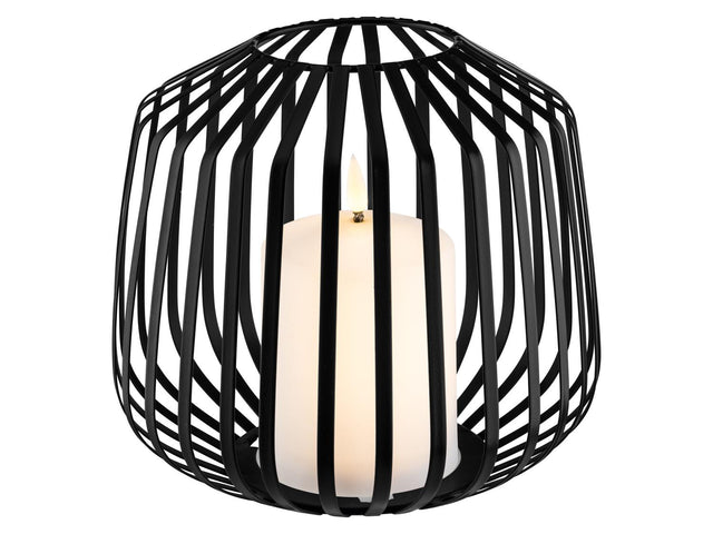 Bougie LED dans une corbeille métallique