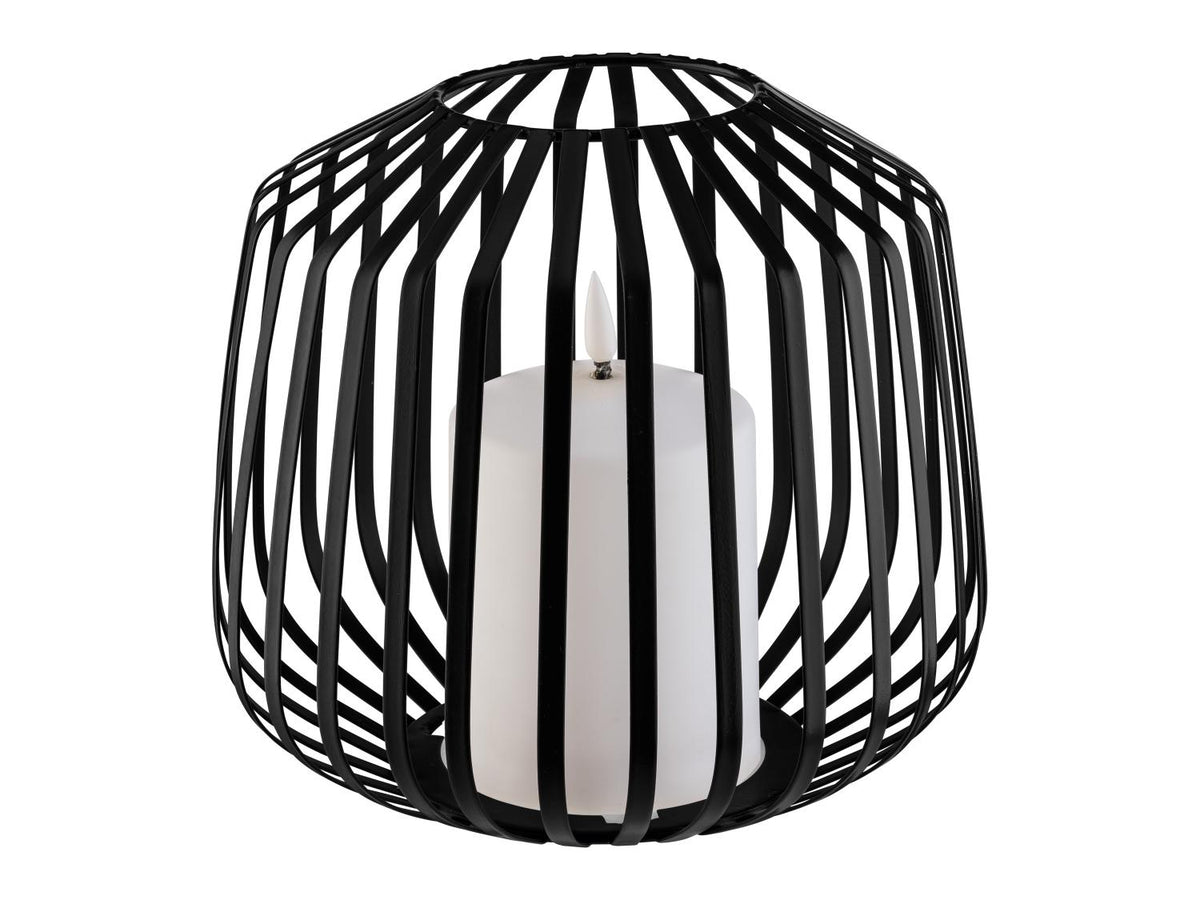 Bougie LED dans une corbeille métallique