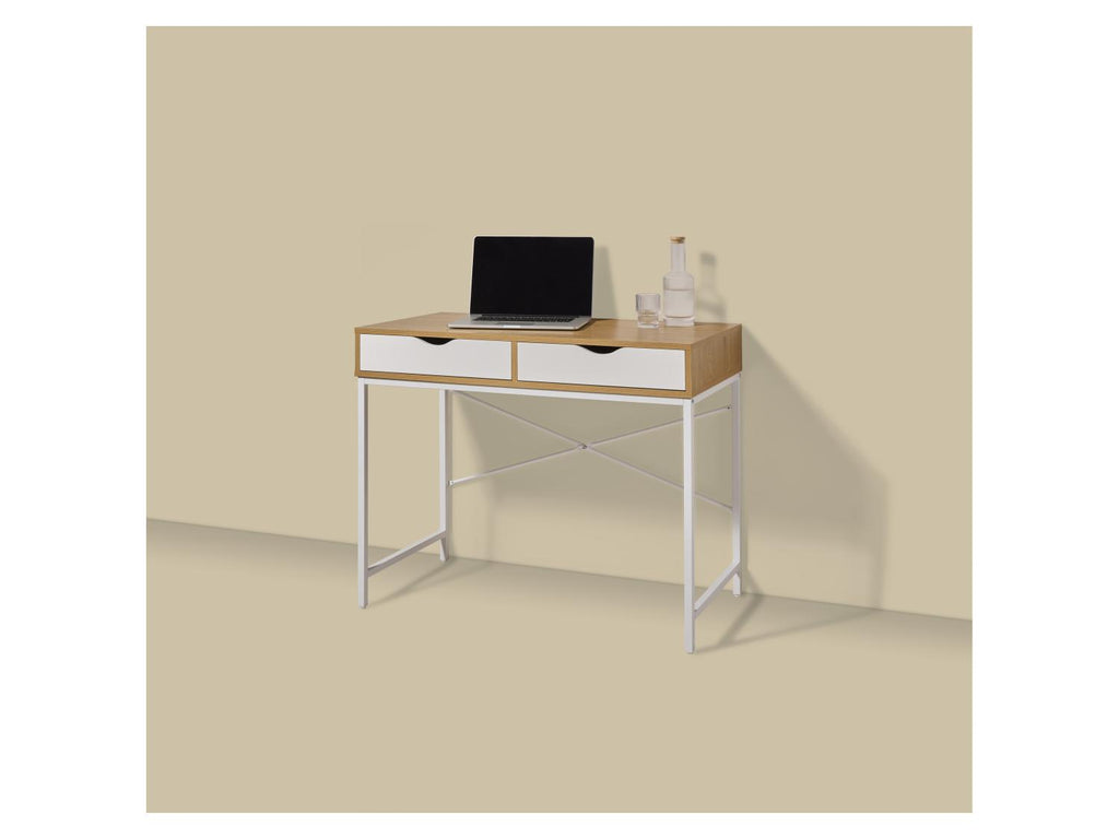 Bureau, 95 x 48 x 76,3 cm, blanc/imitation chêne