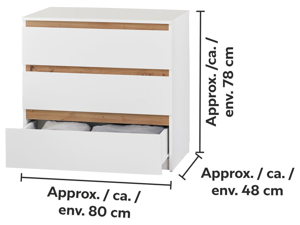 Commode Genève, 80 x 78 x 48 cm, blanche