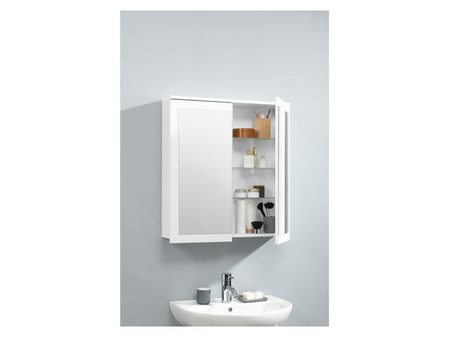 Armoire de toilette miroir Basel, 68,5 x 75,1 x 16,9 cm, blanche