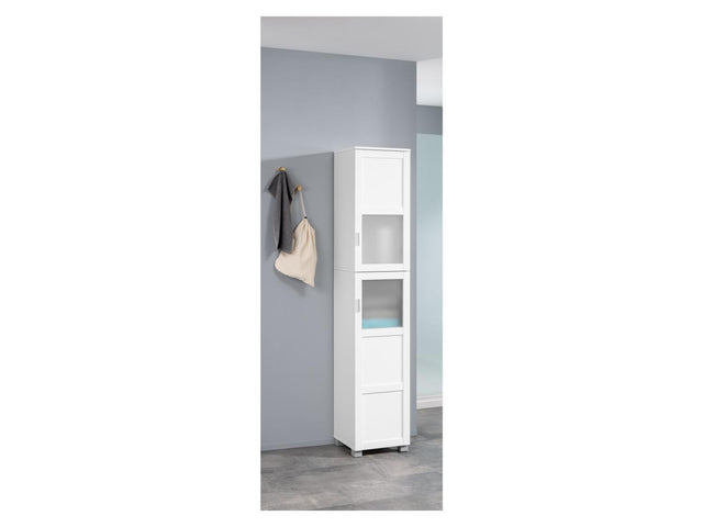 Armoire haute de salle de bain « Basel », avec 2 portes vitrées à cadre