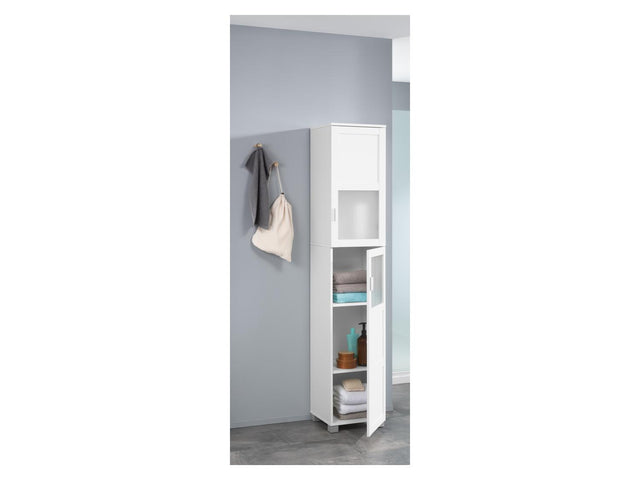 Armoire haute de salle de bain « Basel », avec 2 portes vitrées à cadre