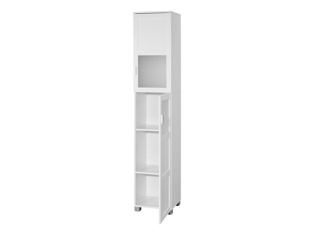 Armoire haute de salle de bain « Basel », avec 2 portes vitrées à cadre