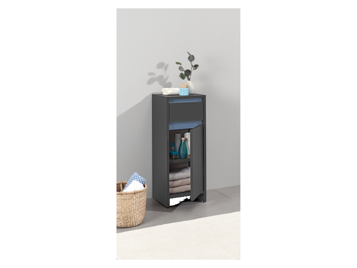 Armoire latérale de salle de bains Oslo, 32 x 80 x 28 cm, noire
