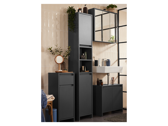 Armoire latérale de salle de bains Oslo, 32 x 80 x 28 cm, noire