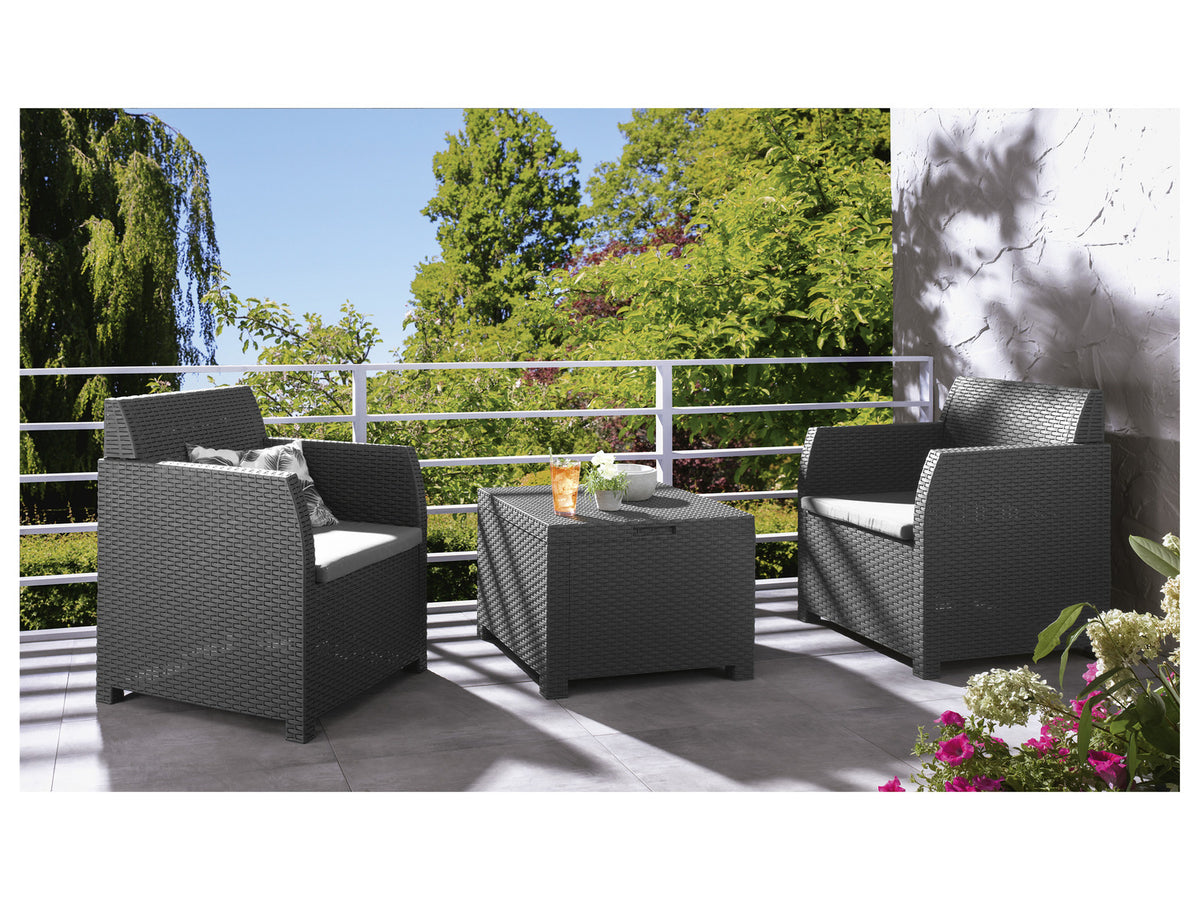 Ensemble de meubles de balcon, anthracite/gris, 3 pièces