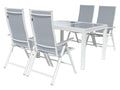 Ensemble en alu « Houston », 5 pièces - table extensible & 4 fauteuils pliants, blanc
