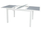 Ensemble en alu « Houston », 5 pièces - table extensible & 4 fauteuils pliants, blanc
