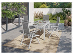 Ensemble en alu « Houston », 5 pièces - table extensible & 4 fauteuils pliants, blanc