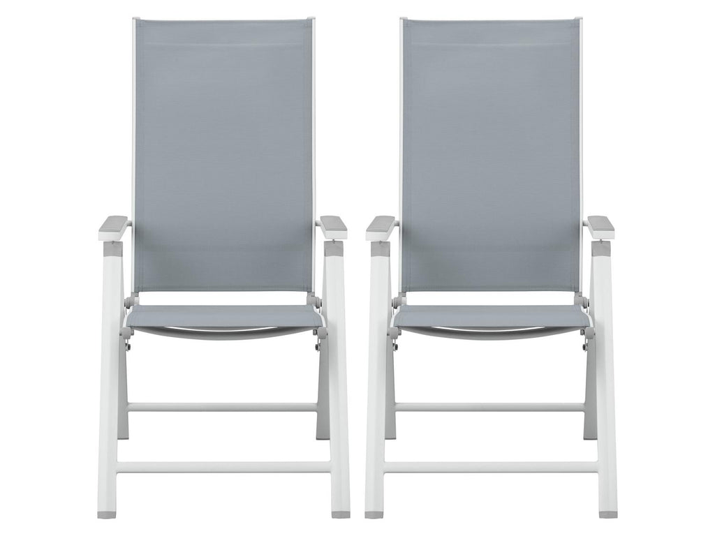 Ensemble en alu « Houston », 5 pièces - table extensible & 4 fauteuils pliants, blanc