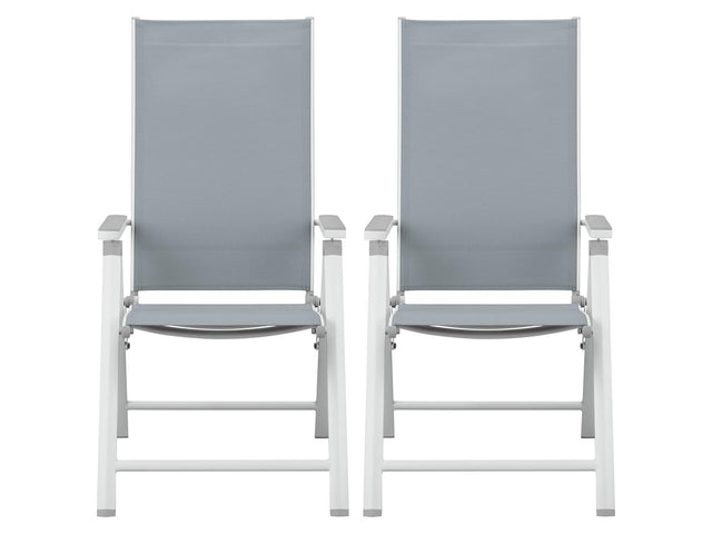 Ensemble en alu « Houston », 5 pièces - table extensible & 4 fauteuils pliants, blanc