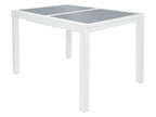 Ensemble en alu « Houston », 5 pièces - table extensible & 4 fauteuils pliants, blanc