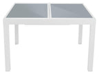 Ensemble en alu « Houston », 5 pièces - table extensible & 4 fauteuils pliants, blanc