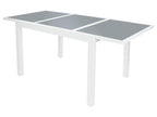 Ensemble en alu « Houston », 5 pièces - table extensible & 4 fauteuils pliants, blanc