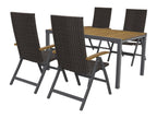 Ensemble en résine tressée « Valencia », 5 pièces - table extensible & 4 fauteuils pliants