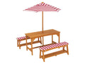 Ensemble table et bancs de jardin pour enfants, avec parasol