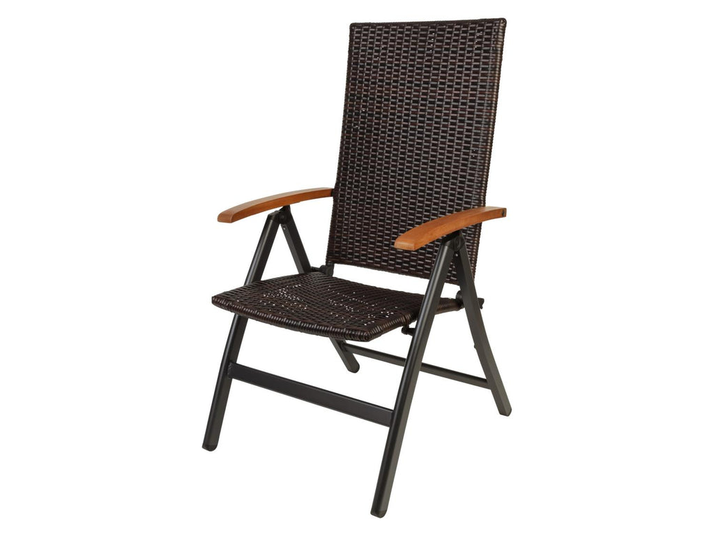 Ensemble tressé « Valencia », 7 pièces - table extensible & 6 fauteuils pliants
