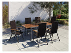 Ensemble tressé « Valencia », 7 pièces - table extensible & 6 fauteuils pliants