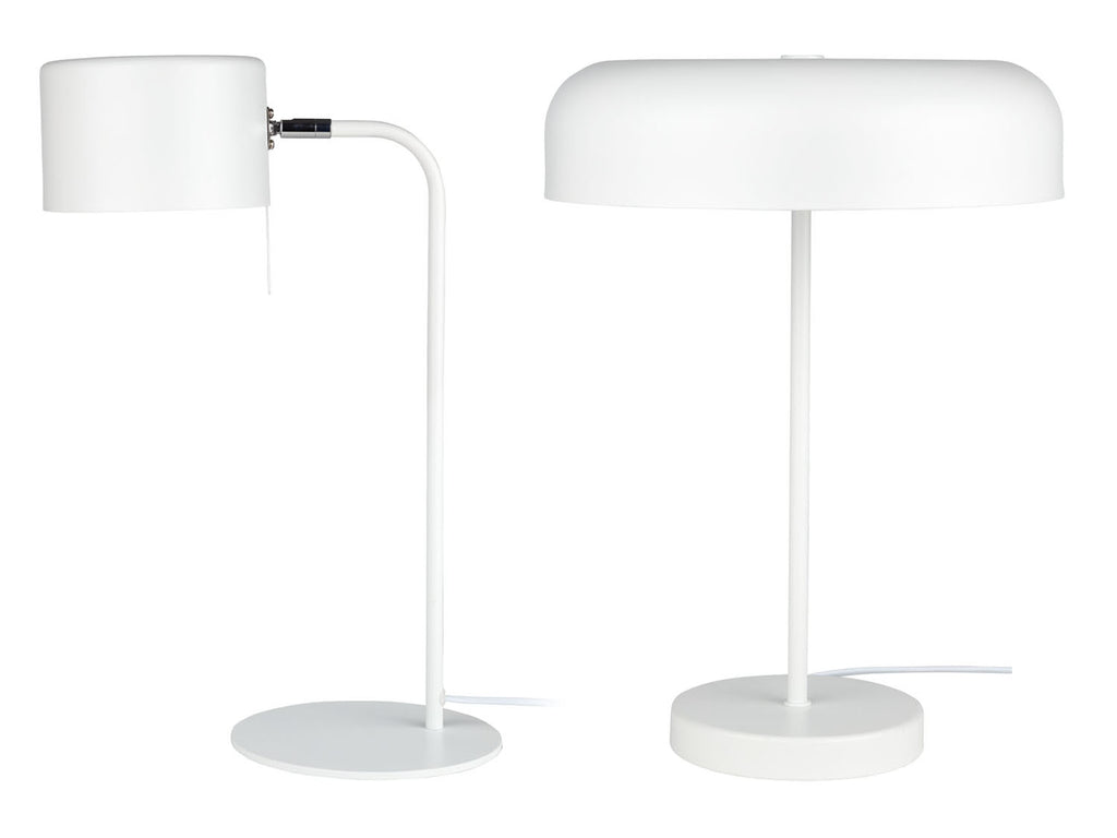 Lampe de table, 1 ou 2 ampoules, blanc mat