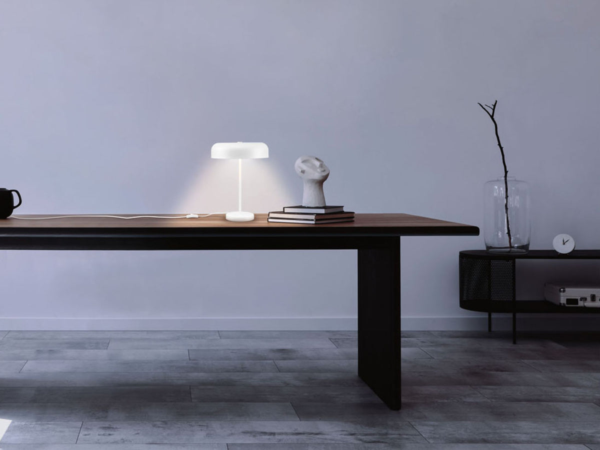 Lampe de table, 1 ou 2 ampoules, blanc mat