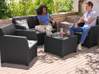 Salon de jardin, 4 pièces, anthracite/gris