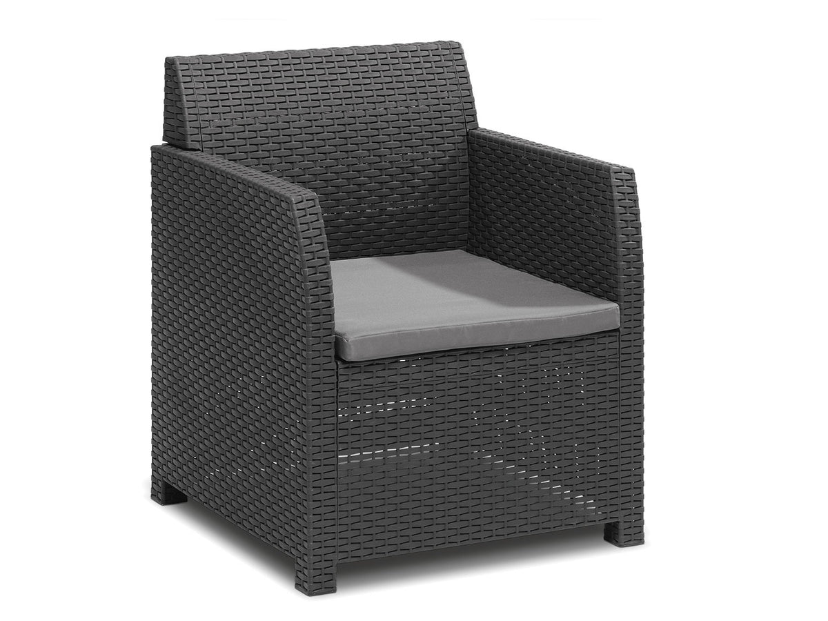 Salon de jardin, 4 pièces, anthracite/gris