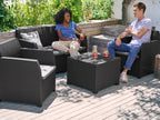 Salon de jardin, 4 pièces, anthracite/gris