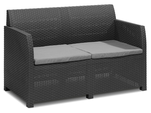 Salon de jardin, 4 pièces, anthracite/gris