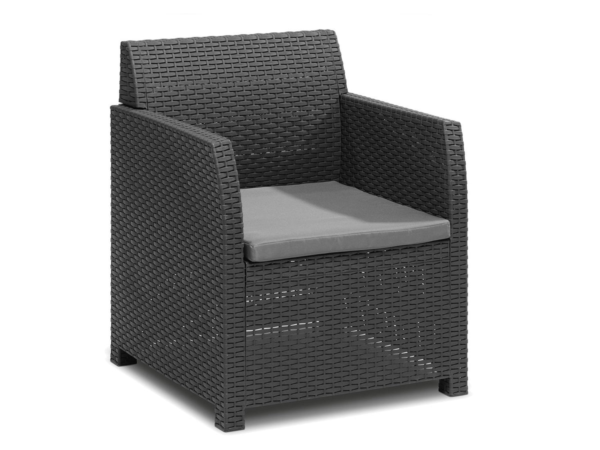 Salon de jardin, 4 pièces, anthracite/gris