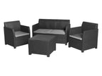 Salon de jardin, 4 pièces, anthracite/gris