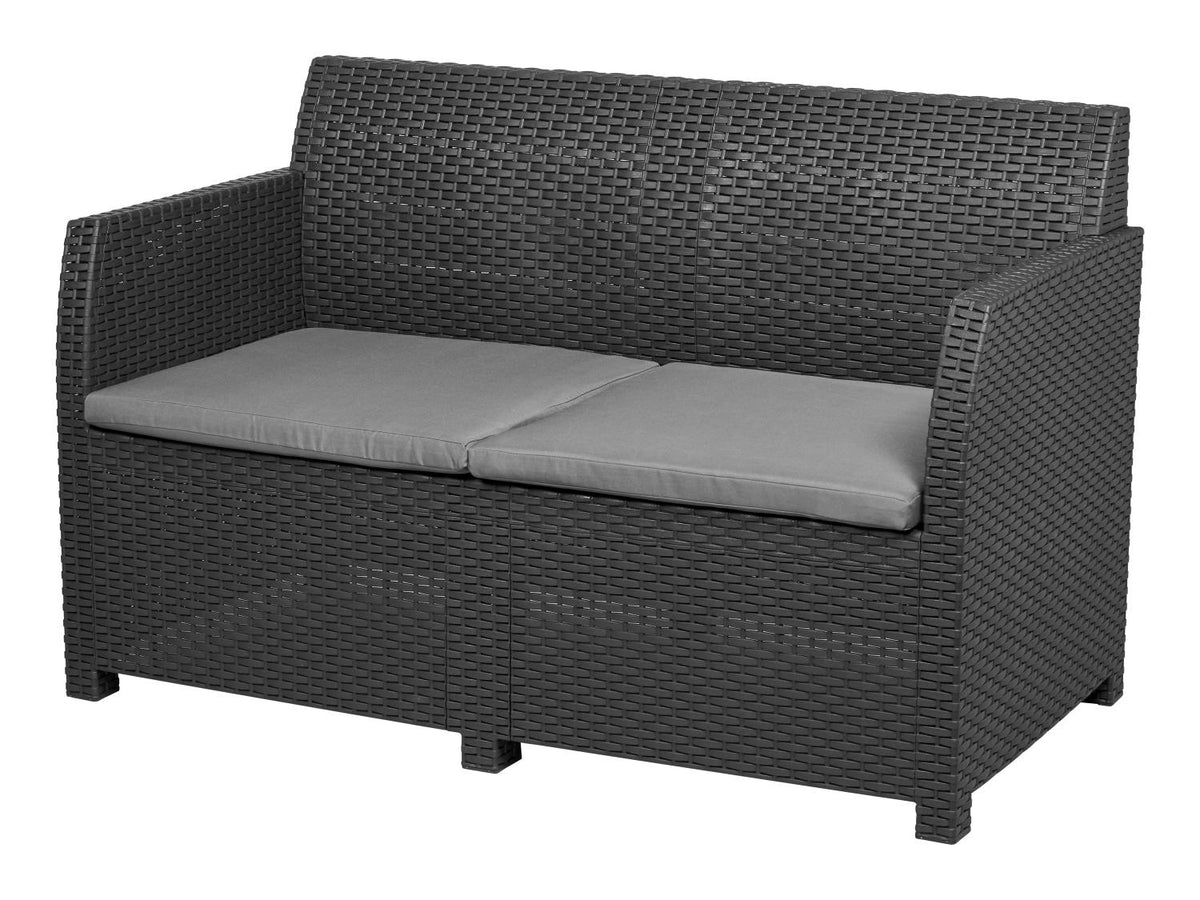 Salon de jardin, 4 pièces, anthracite/gris