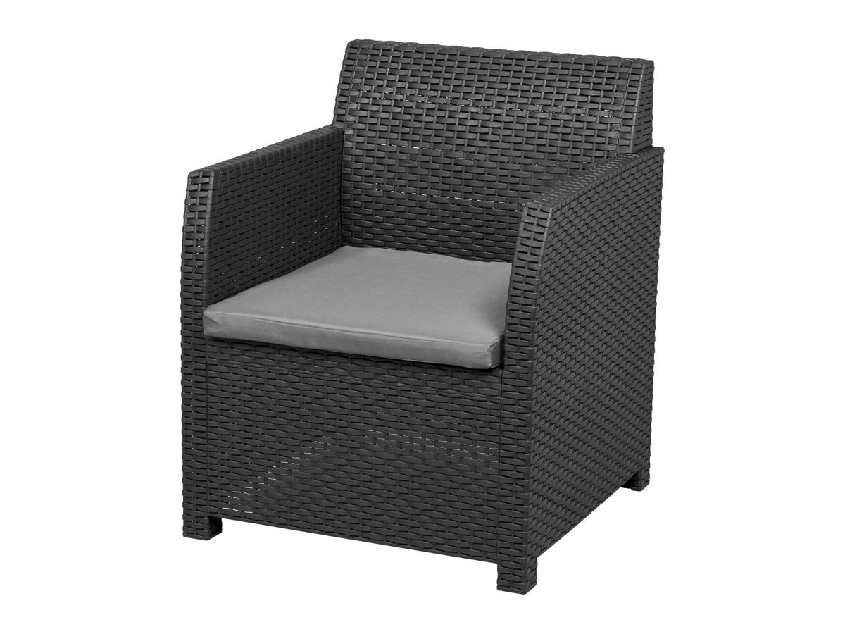 Salon de jardin, 4 pièces, anthracite/gris