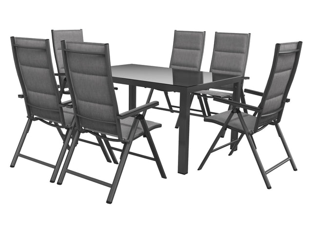 Table de jardin + Lot de 6 fauteuils en aluminium Toronto